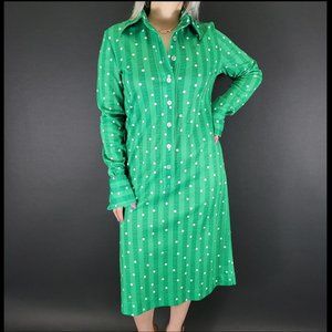 70s Bleeker Street Long Sleeve Striped Polka Dot Shirt Dress